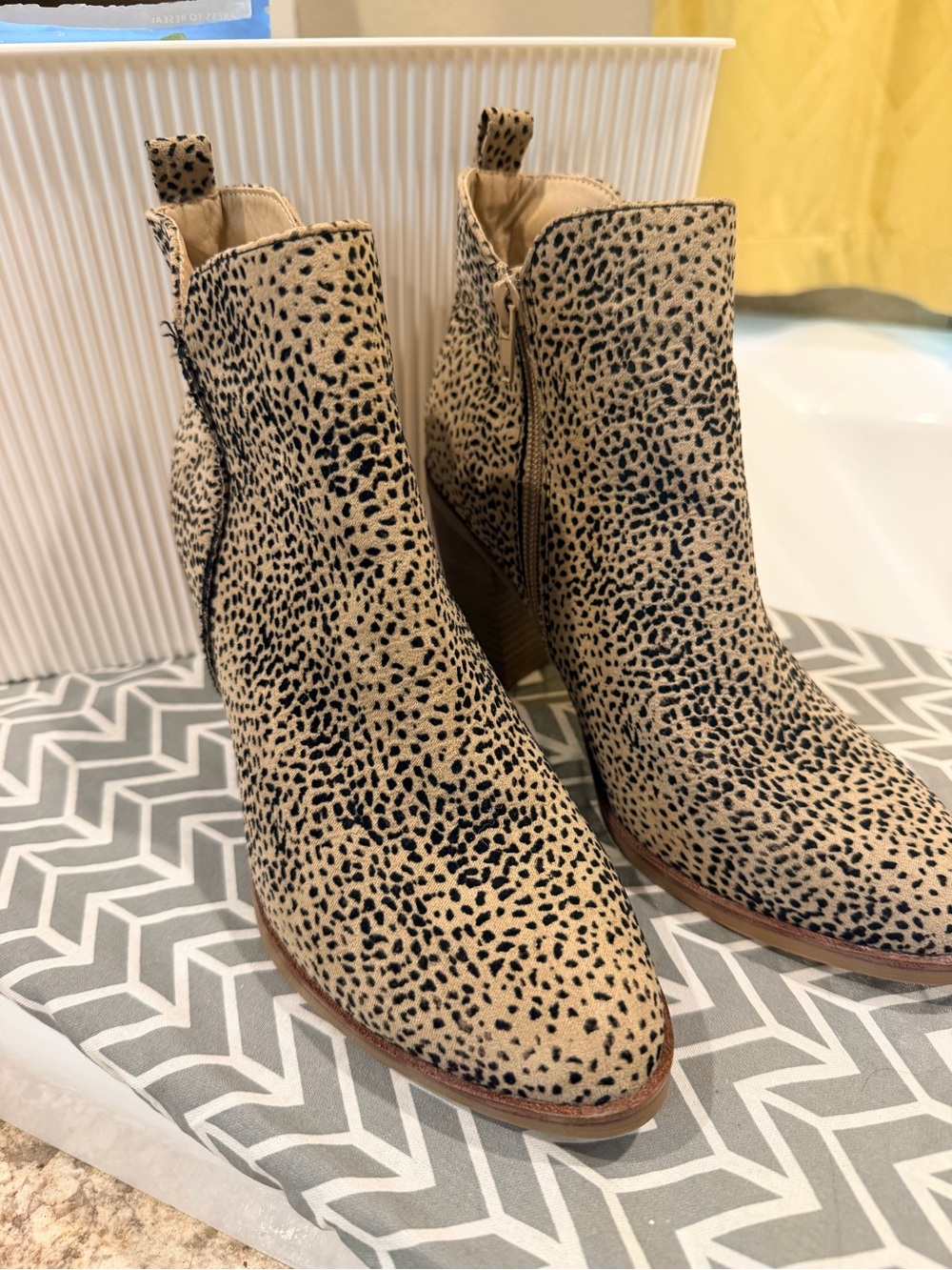 MIA Leopard-Print Ankle Booties in Tan and Black
